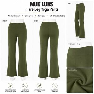 Muk Luks Womens Flare Leg Yoga Pants Olive Green Medium Regular A612528 New